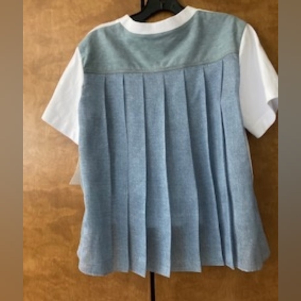 Sacai, 2,White Blue Short Sleeve Layered Top - Picture 6 of 8